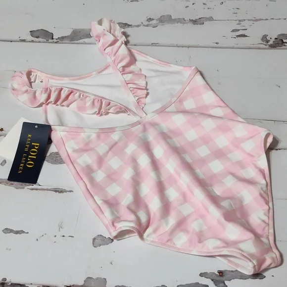 Polo Ralph Lauren Pink and White Gingham swimsuit size 5 - Picture 4 of 6